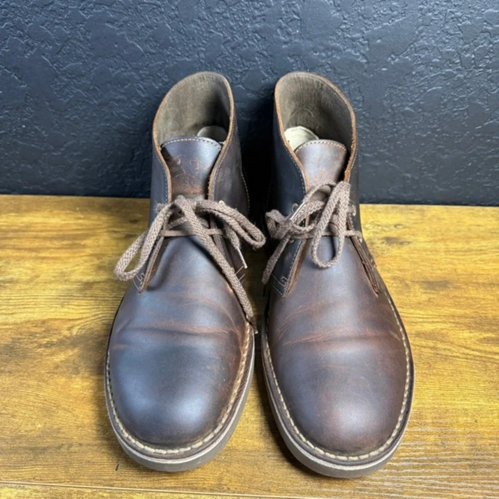 Clarks Bushacre 2 26082286 Brown Beeswax‎ Leather Chukka Boots Mens Size 9
